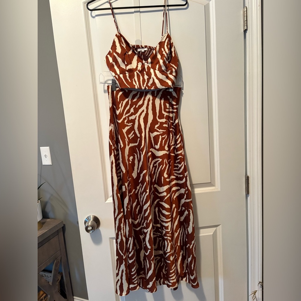 Brown and White Zebra Print Two Piece Set